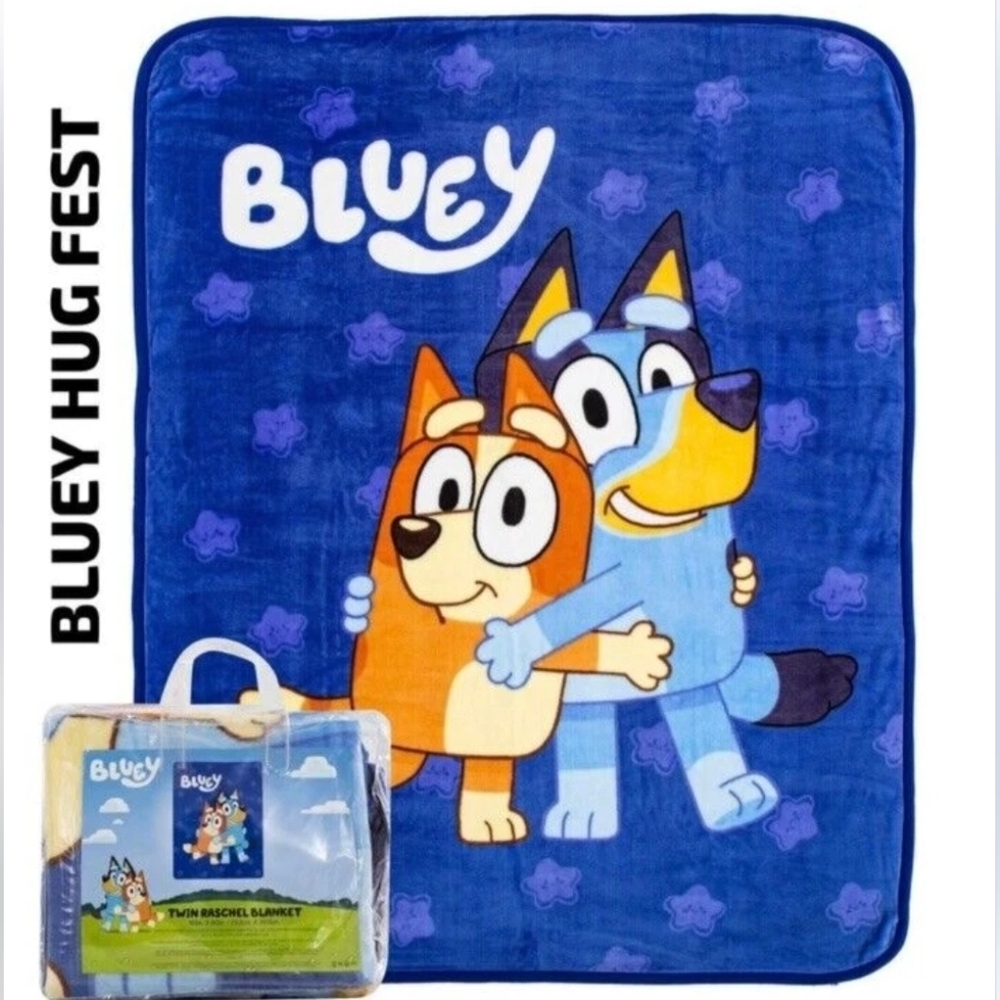 BLUEY TWIN SIZE RASCHEL THROW BLANKET 60x80 FREE SHIPPING